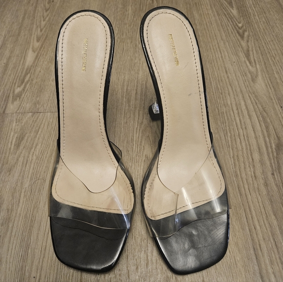 PrettyLittleThing Shoes - prettylittlething Black PU Clear Heeled Mules